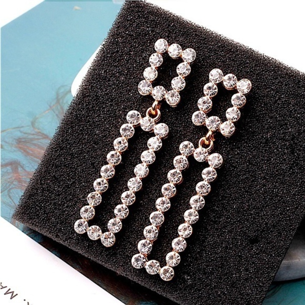 NWT - Long silver and gold rhinestone earrings